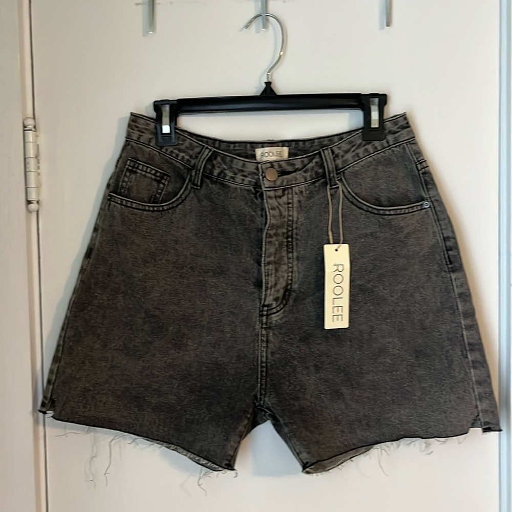 NWT Roolee Black Denim Shorts
